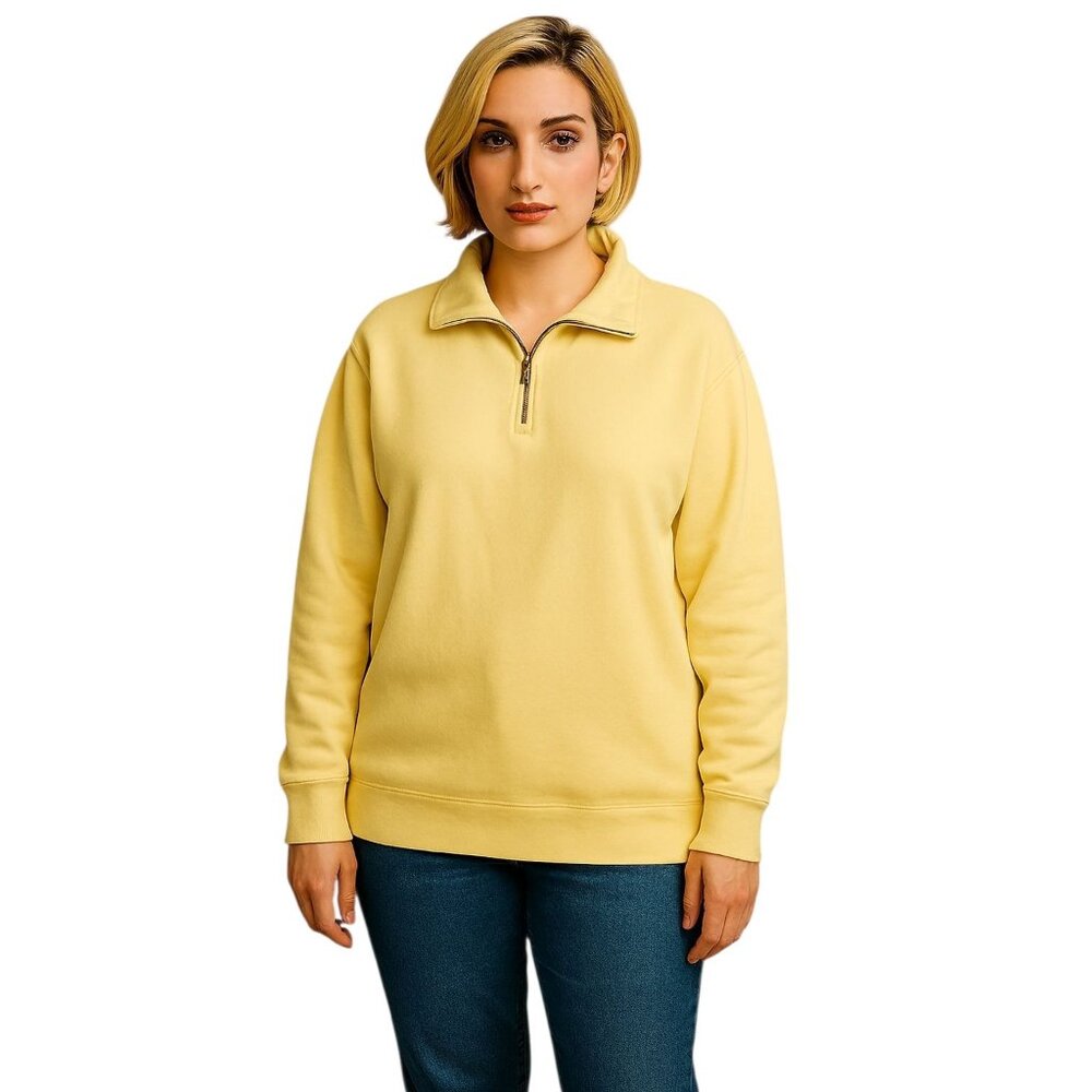 Eddie Bauer ¼ Zip Sweatshirt Shirt Yellow Sweater Long Sleeve WOMEN'S WOMAN'S L